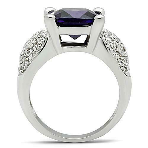 Jewellery Kingdom Ladies Amethyst Princess Purple Pave 8 Carat Cz Silver Rhodium Ring - Jewelry Rings - British D'sire