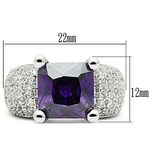 Jewellery Kingdom Ladies Amethyst Princess Purple Pave 8 Carat Cz Silver Rhodium Ring - Jewelry Rings - British D'sire