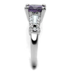 Jewellery Kingdom Ladies Amethyst Princess Square Emerald Cuts Rhodium Ring (Silver Purple) - Jewelry Rings - British D'sire