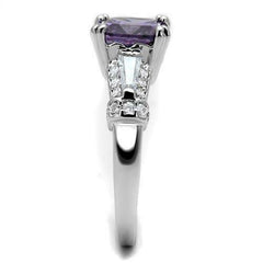 Jewellery Kingdom Ladies Amethyst Princess Square Emerald Cuts Rhodium Ring (Silver Purple) - Jewelry Rings - British D'sire