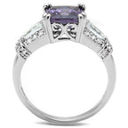 Jewellery Kingdom Ladies Amethyst Princess Square Emerald Cuts Rhodium Ring (Silver Purple) - Jewelry Rings - British D'sire
