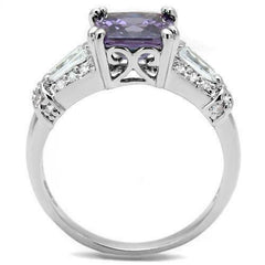 Jewellery Kingdom Ladies Amethyst Princess Square Emerald Cuts Rhodium Ring (Silver Purple) - Jewelry Rings - British D'sire