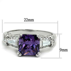 Jewellery Kingdom Ladies Amethyst Princess Square Emerald Cuts Rhodium Ring (Silver Purple) - Jewelry Rings - British D'sire