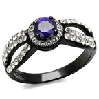 Jewellery Kingdom Ladies Amethyst Purple Crossover Cz Stainless Steel Ring (Black) - Jewelry Rings - British D'sire