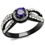 Jewellery Kingdom Ladies Amethyst Purple Crossover Cz Stainless Steel Ring (Black) - Jewelry Rings - British D'sire