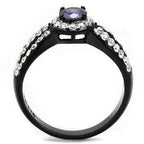 Jewellery Kingdom Ladies Amethyst Purple Crossover Cz Stainless Steel Ring (Black) - Jewelry Rings - British D'sire