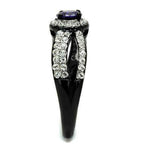 Jewellery Kingdom Ladies Amethyst Purple Crossover Cz Stainless Steel Ring (Black) - Jewelry Rings - British D'sire