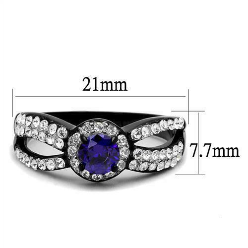 Jewellery Kingdom Ladies Amethyst Purple Crossover Cz Stainless Steel Ring (Black) Secondary image