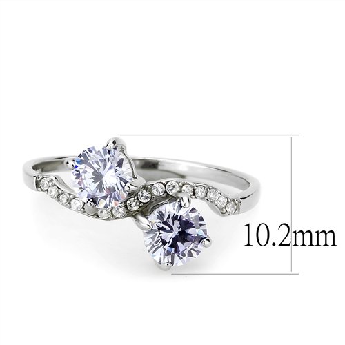 Jewellery Kingdom Ladies Amethyst Purple Double Headed Stainless Steel Elegant Ring (Silver) Secondary image