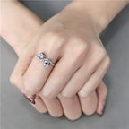 Jewellery Kingdom Ladies Amethyst Purple Double Headed Stainless Steel Elegant Ring (Silver) - Jewelry Rings - British D'sire