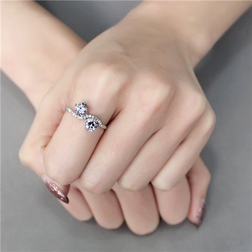 Jewellery Kingdom Ladies Amethyst Purple Double Headed Stainless Steel Elegant Ring (Silver) - Jewelry Rings - British D'sire