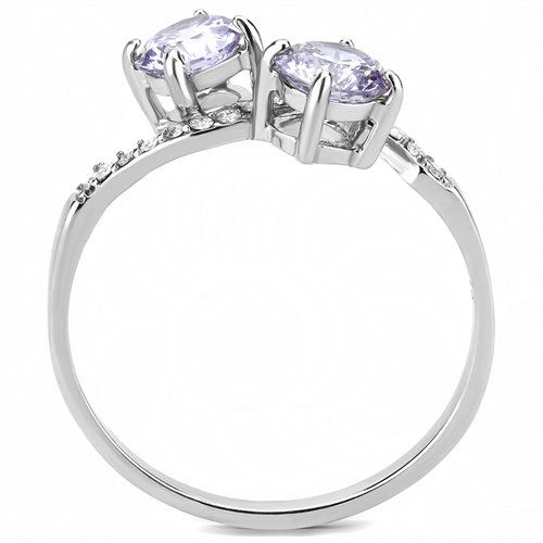 Jewellery Kingdom Ladies Amethyst Purple Double Headed Stainless Steel Elegant Ring (Silver) - Jewelry Rings - British D'sire