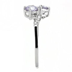 Jewellery Kingdom Ladies Amethyst Purple Double Headed Stainless Steel Elegant Ring (Silver) - Jewelry Rings - British D'sire
