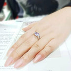 Jewellery Kingdom Ladies Amethyst Purple Emerald Designer Cuts Stainless Steel Ring (Silver) - Rings - British D'sire