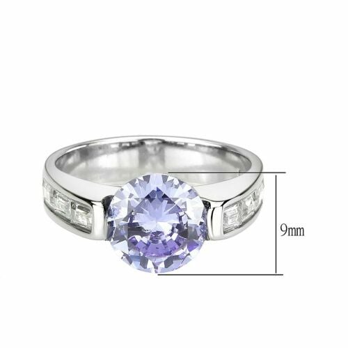 Jewellery Kingdom Ladies Amethyst Purple Emerald Designer Cuts Stainless Steel Ring (Silver) Secondary image