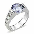 Jewellery Kingdom Ladies Amethyst Purple Emerald Designer Cuts Stainless Steel Ring (Silver) - Rings - British D'sire