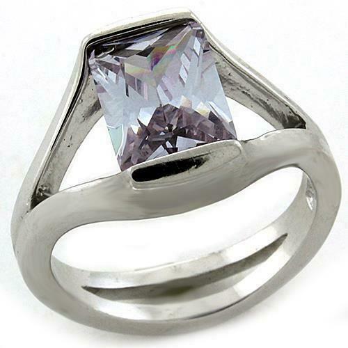 Jewellery Kingdom Ladies Amethyst Ring Emerald Cut 3 Carat Sterling Silver 925 Stamped - Jewelry Rings - British D'sire Main image