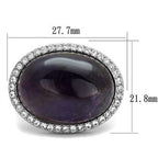Jewellery Kingdom Ladies Amethyst Ring Purple Cocktail Semi Precious Statement Clear Cz Steel - Jewelry Rings - British D'sire