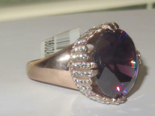 Jewellery Kingdom Ladies Amethyst Rose Gold Cushion Cut Cubic Zirconia 20 Carat 14kt Ring (Purple) - Jewelry Rings - British D'sire Main image