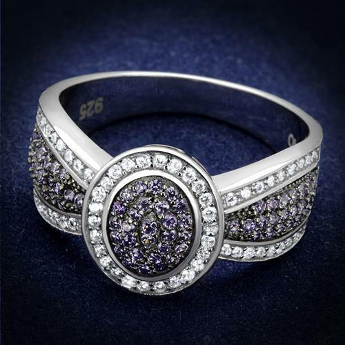 Jewellery Kingdom Ladies Amethyst Sterling Silver Pave Dress Stamped Handmade Ring (Purple) Secondary image