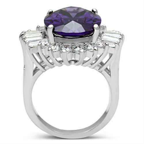 Jewellery Kingdom Ladies Amethyst Sterling Silver Oval Baguettes Cocktail Dress Ring (Purple) - Jewelry Rings - British D'sire
