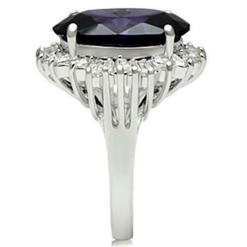 Jewellery Kingdom Ladies Amethyst Sterling Silver Oval Baguettes Cocktail Dress Ring (Purple) - Jewelry Rings - British D'sire