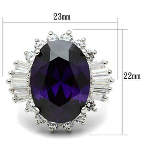 Jewellery Kingdom Ladies Amethyst Sterling Silver Oval Baguettes Cocktail Dress Ring (Purple) Secondary image
