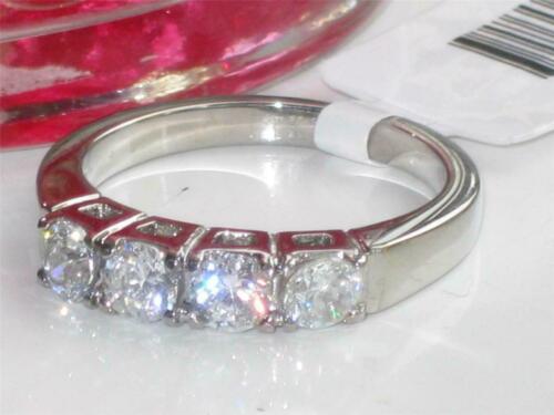 Jewellery Kingdom Ladies Anniversary 4mm Eternity Stainless Steel 4 Stone Wedding Ring (Silver) Secondary image