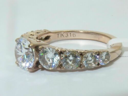 Jewellery Kingdom Ladies Anniversary Cubic Zirconia Steel Pretty Sparkle Ring (Rose Gold) - Jewelry Rings - British D'sire