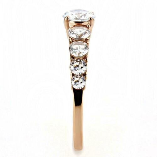 Jewellery Kingdom Ladies Anniversary Cubic Zirconia Steel Pretty Sparkle Ring (Rose Gold) - Jewelry Rings - British D'sire