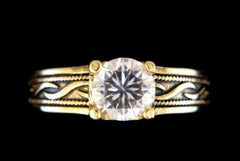 Jewellery Kingdom Ladies Antiqued Solitaire 1.30K Stainless Steel Ring (Gold) - Rings - British D'sire