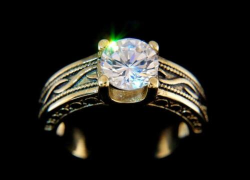 Jewellery Kingdom Ladies Antiqued Solitaire 1.30K Stainless Steel Ring (Gold) - Rings - British D'sire