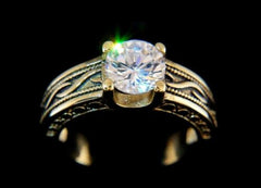 Jewellery Kingdom Ladies Antiqued Solitaire 1.30K Stainless Steel Ring (Gold) - Rings - British D'sire