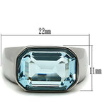 Jewellery Kingdom Ladies Aquamarine Cubic Zirconia 6 Carat Stainless Steel Solitaire Chunky Ring (Blue) - Jewelry Rings - British D'sire