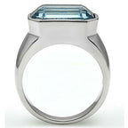 Jewellery Kingdom Ladies Aquamarine Cubic Zirconia 6 Carat Stainless Steel Solitaire Chunky Ring (Blue) - Jewelry Rings - British D'sire
