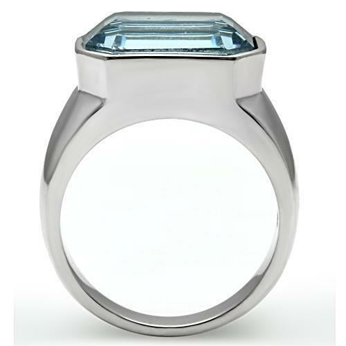 Jewellery Kingdom Ladies Aquamarine Cubic Zirconia 6 Carat Stainless Steel Solitaire Chunky Ring (Blue) - Jewelry Rings - British D'sire