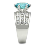 Jewellery Kingdom Ladies Aquamarine Cz Blue Sterling Silver Channel Set 8 Carat Ring - Jewelry Rings - British D'sire