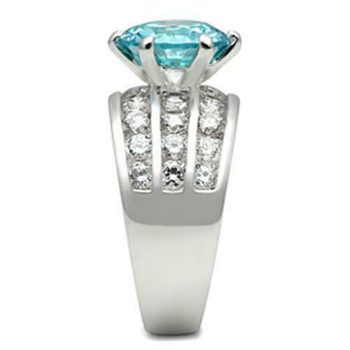 Jewellery Kingdom Ladies Aquamarine Cz Blue Sterling Silver Channel Set 8 Carat Ring - Jewelry Rings - British D'sire