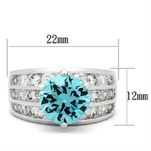 Jewellery Kingdom Ladies Aquamarine Cz Blue Sterling Silver Channel Set 8 Carat Ring - Jewelry Rings - British D'sire