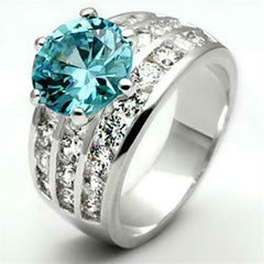 Jewellery Kingdom Ladies Aquamarine Cz Blue Sterling Silver Channel Set 8 Carat Ring - Jewelry Rings - British D'sire