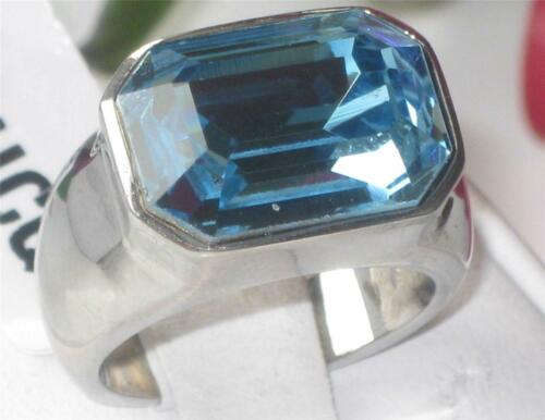 Jewellery Kingdom Ladies Aquamarine Emerald Cocktail Stainless Steel Chunky Ring (Blue) - Jewelry Rings - British D'sire