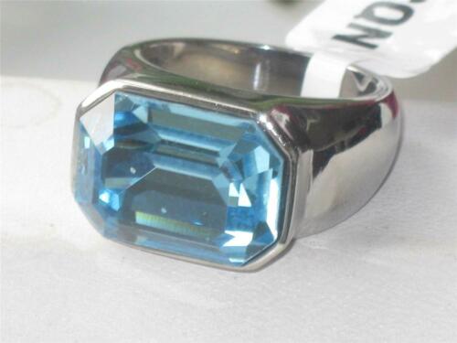 Jewellery Kingdom Ladies Aquamarine Emerald Cocktail Stainless Steel Chunky Ring (Blue) - Jewelry Rings - British D'sire Main image