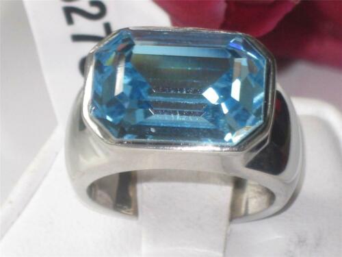 Jewellery Kingdom Ladies Aquamarine Emerald Cocktail Stainless Steel Chunky Ring (Blue) - Jewelry Rings - British D'sire