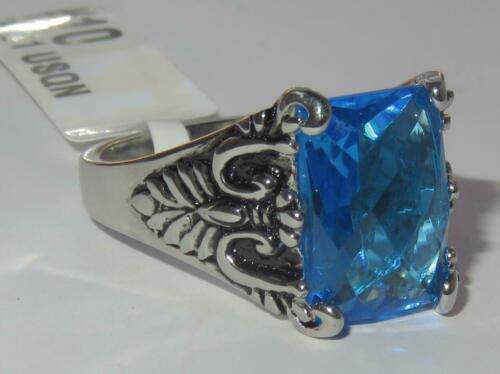 Jewellery Kingdom Ladies Aquamarine Emerald Cut Cz Blue Stainless Steel Silver Cocktail Ring Secondary image