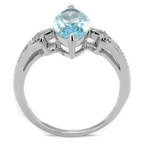 Jewellery Kingdom Ladies Aquamarine Marquise Cut 2 Carat Solitaire Accents Ring (Sterling Silver) - Jewelry Rings - British D'sire