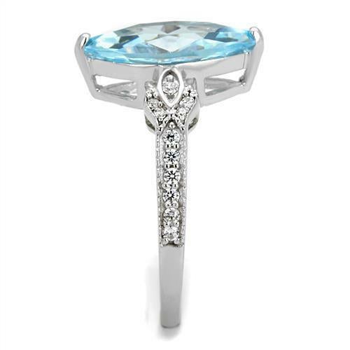 Jewellery Kingdom Ladies Aquamarine Marquise Cut 2 Carat Solitaire Accents Ring (Sterling Silver) - Jewelry Rings - British D'sire Main image