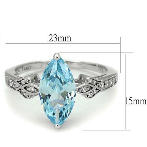 Jewellery Kingdom Ladies Aquamarine Marquise Cut 2 Carat Solitaire Accents Ring (Sterling Silver) - Jewelry Rings - British D'sire