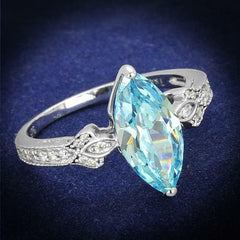 Jewellery Kingdom Ladies Aquamarine Marquise Cut 2 Carat Solitaire Accents Ring (Sterling Silver) - Jewelry Rings - British D'sire