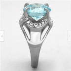 Jewellery Kingdom Ladies Aquamarine Stainless Steel 13 Carat Solitaire Cocktail Ring (Blue) - Rings - British D'sire