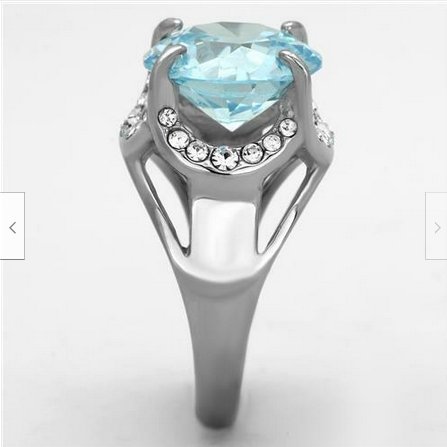 Jewellery Kingdom Ladies Aquamarine Stainless Steel 13 Carat Solitaire Cocktail Ring (Blue) - Rings - British D'sire